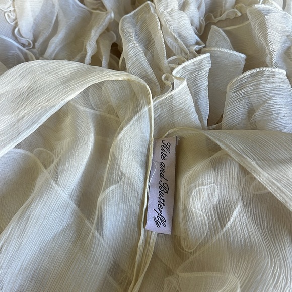 Kite & Butterfly Dreamy Ethereal Silk Chiffon Ruffled Capelet OSFA Made in LA - Picture 6 of 6